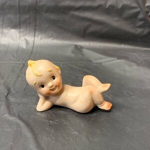 Kewpie Baby Vintage Angel Baby Cream and Yellow Porcelain Lounging Made in Korea